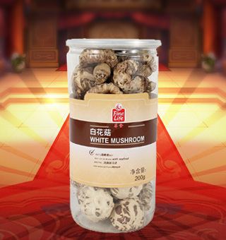 薈食(FINE LIFE) 白花菇 產(chǎn)自河南駐馬店200g每袋，質(zhì)輕盈，有特殊天然菌香，味道鮮美，風(fēng)味獨(dú)特，保留了豐富的營養(yǎng)成分。采取透明包裝，新鮮清晰可見，干凈衛(wèi)生，方便存放冷藏，方便消費(fèi)者們的選購，安全健康，放心購買。